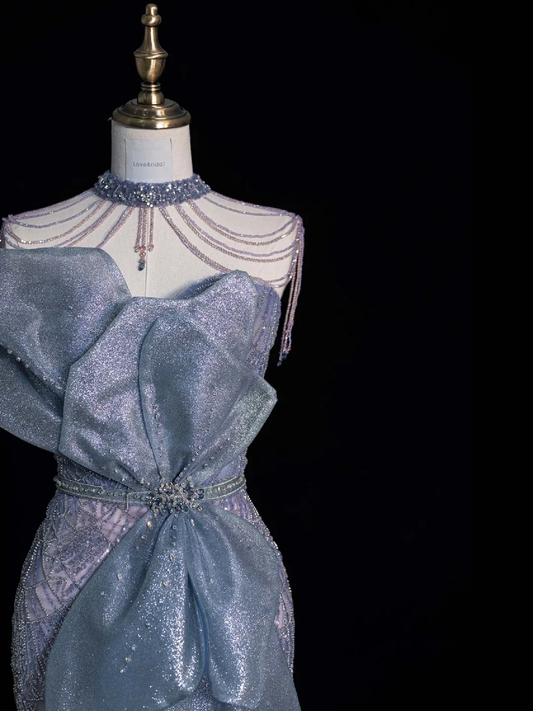 Elegantes trägerloses Meerjungfrau-Kleid mit Perlenbesatz, langes Abendkleid, Partykleid, Geburtstagsoutfits, DP5362