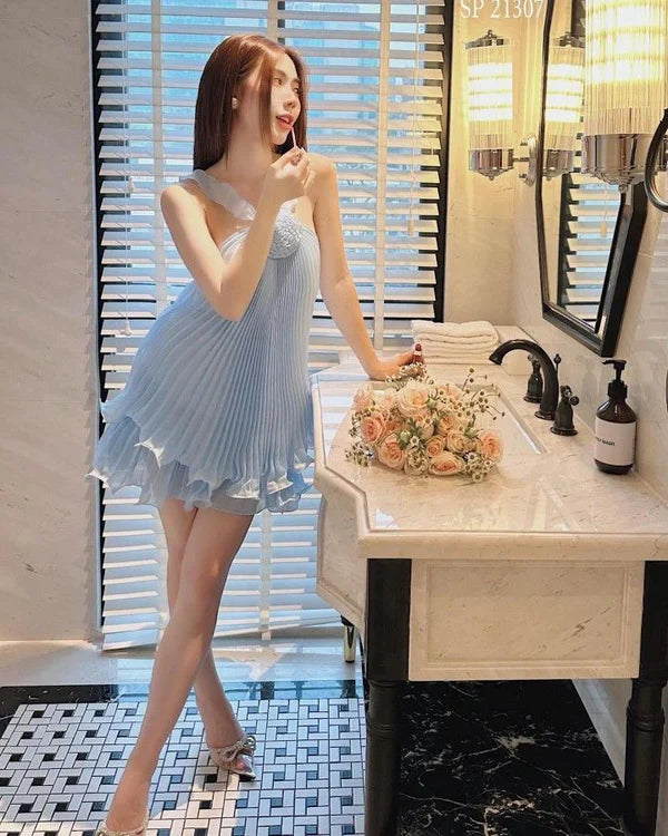 Cute Pleated Ruffle Short A-Line Party Dress Cocktail Dress Homecoming Dress DP6482