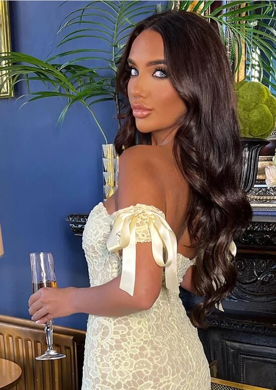 Light Yellow Sweetheart Off Shoulder Lace Cocktail Dress Formal Party Dress ,DP1945