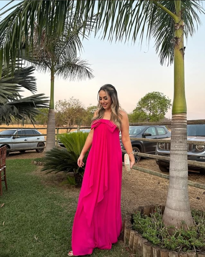 Hot Pink Strapless A-Line Cute Bowknot Long Party Dress Wedding Guest Dress, DP3443