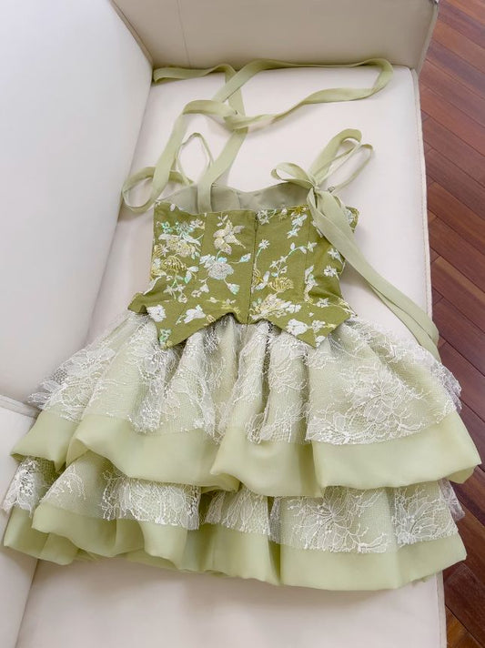 New Fashion Olive Green Mesh Lace Sequined Short Prom Dress, A-line Homecoming Dress, DP5820