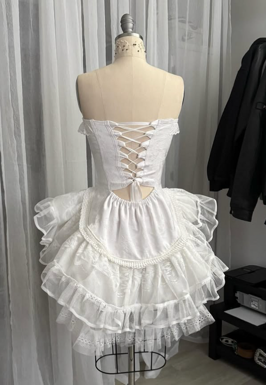 Vintage Beige Sweetheart Strapless Design A-line Lace Homecoming Dress DP6013