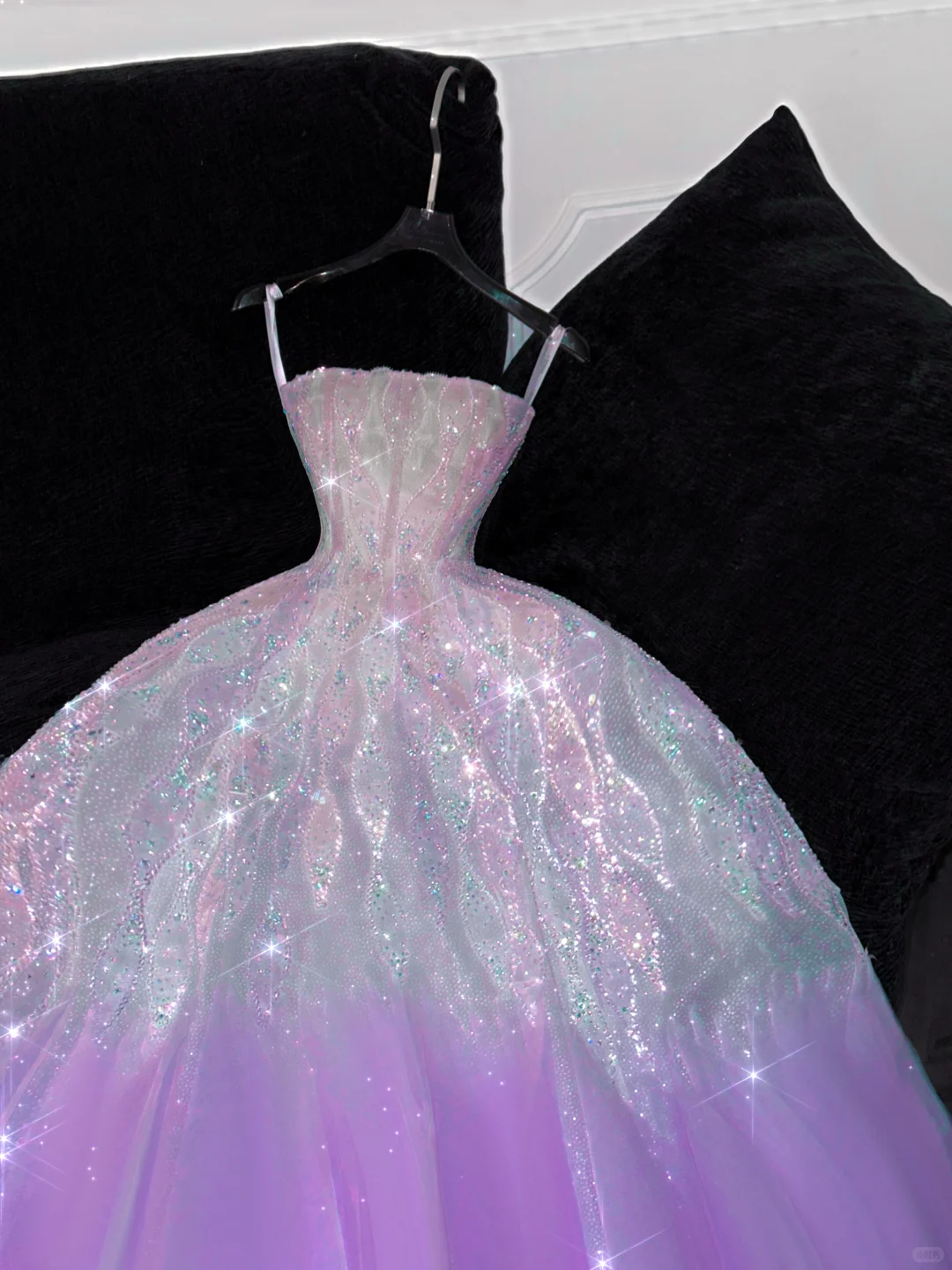 Gorgeous Purple Shiny Sequin Princess Dress Elegant A-Line Floor-length Evening Dress Prom Dresses DP6196