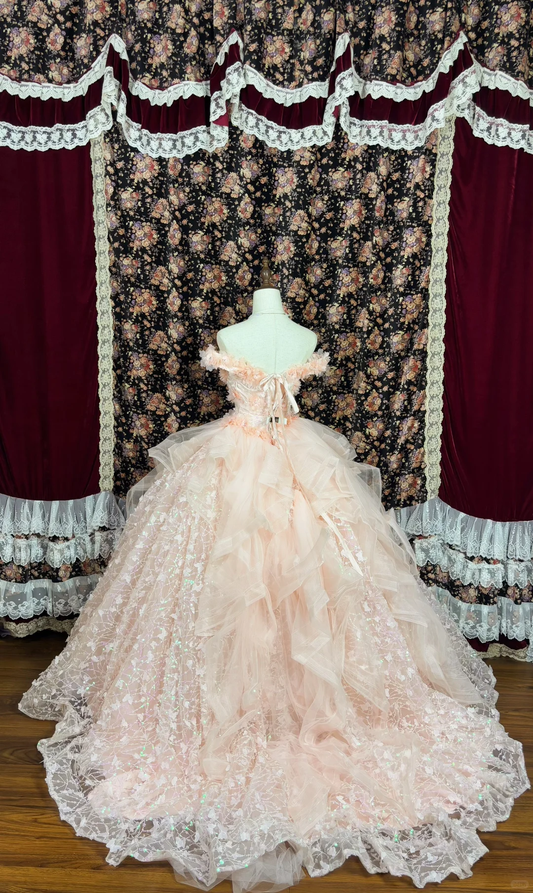 Elegant Sweetheart Beaded Off-the-shoulder Sweet 16 Quinceanera Strapless A-Line Floor-length Prom Dress Evening Dress Ball Gown DP6420