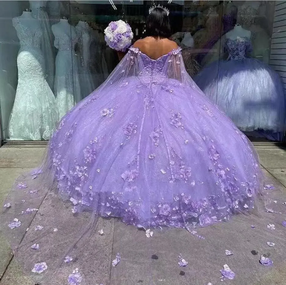 Jolies robes de Quinceanera lilas, robe Sweet 16, robe de bal avec appliques, DS4352