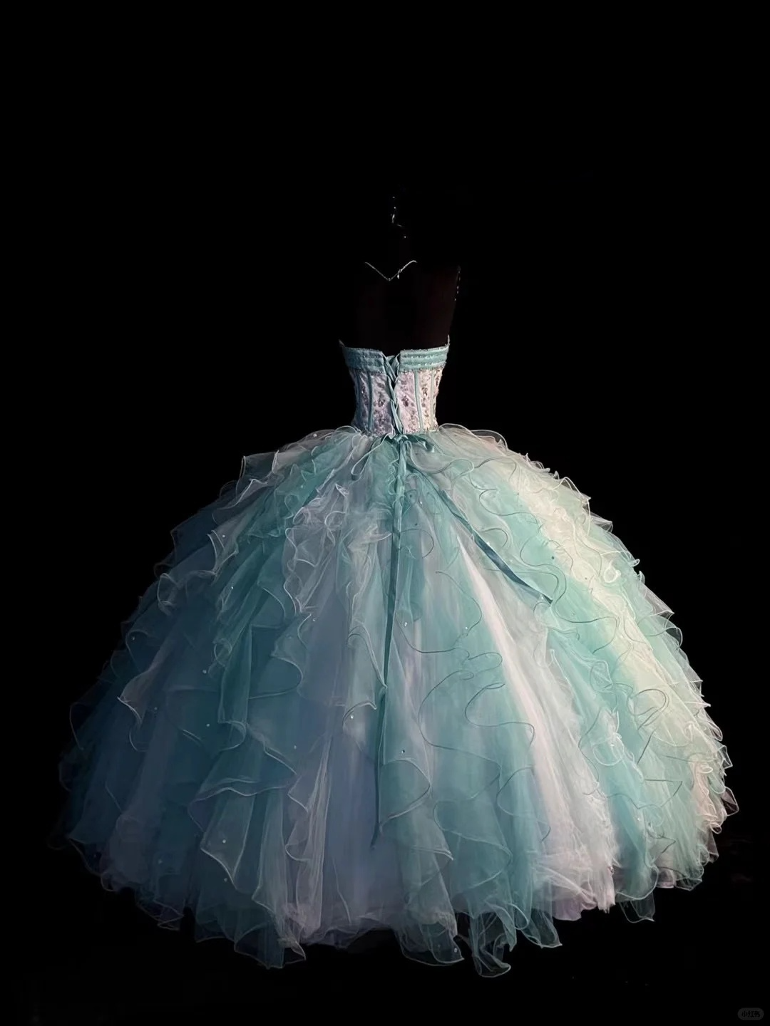 Light Blue Strapless A-Line Beading Ruffles Quinceanera Dress Birthday Ball Gown, DP5155