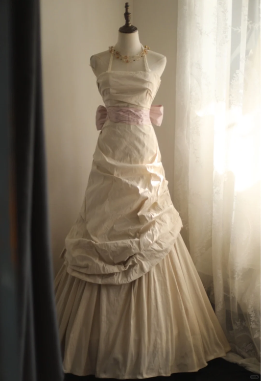 Elegantes Neckholder-A-Linien-Vintage-Geburtstagspartykleid, Vintage-Brautkleid, DP5175