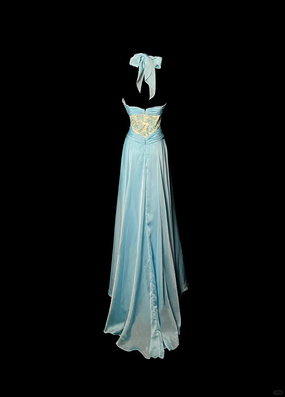 Blue Halter Neck A-Line Chiffon Vintage Long Party Dress Formal Prom Dress, DP5408