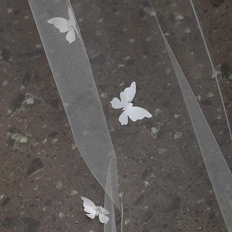 2025 New Bridal Wedding Veils Fairy Single Layer Romantic Butterfly Long Trailing Veils, DP5298