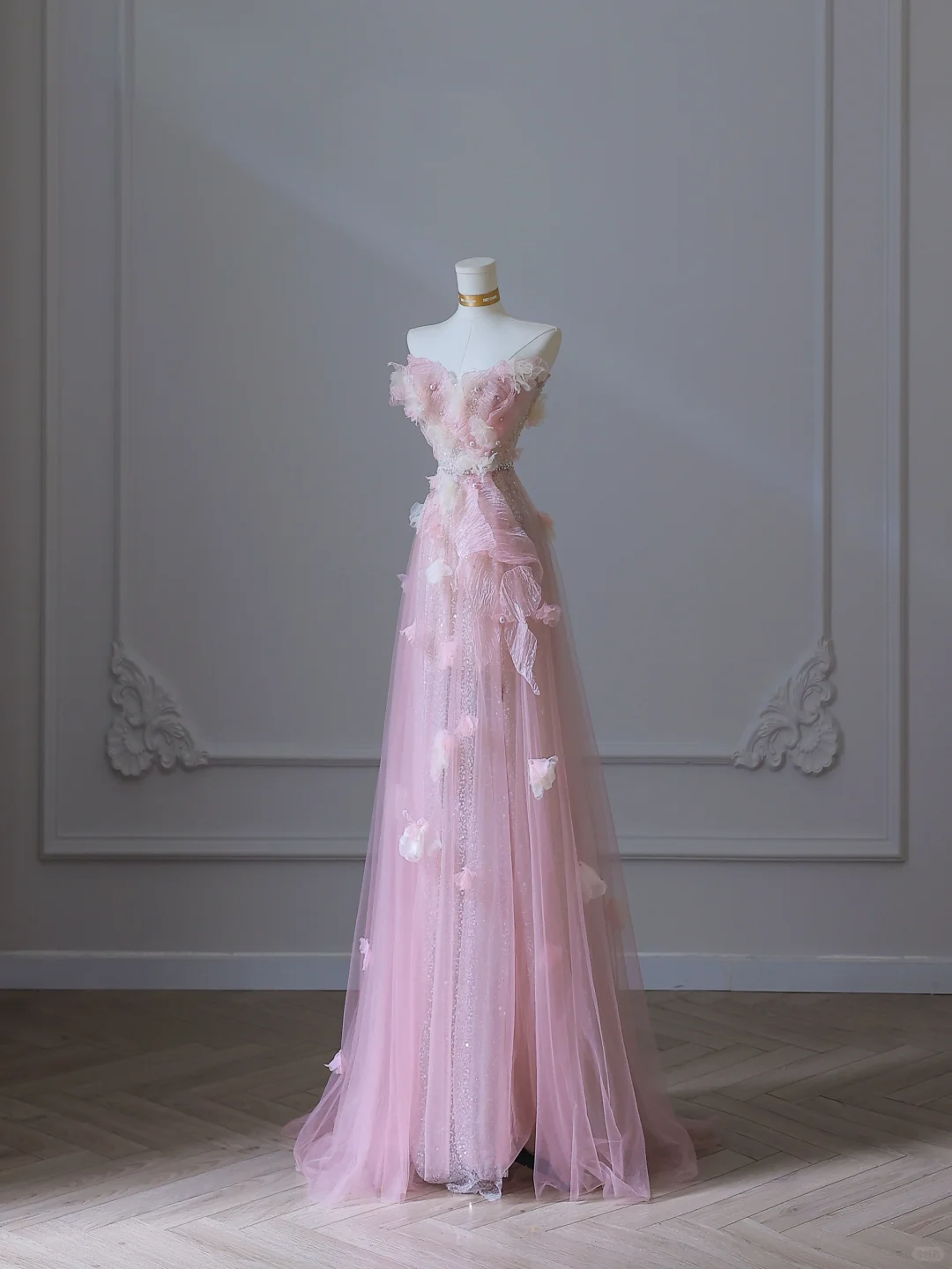Pink Sweetheart A-Line Sequins Tulle Long Formal Prom Dresses Birthday Outfits, DP5138