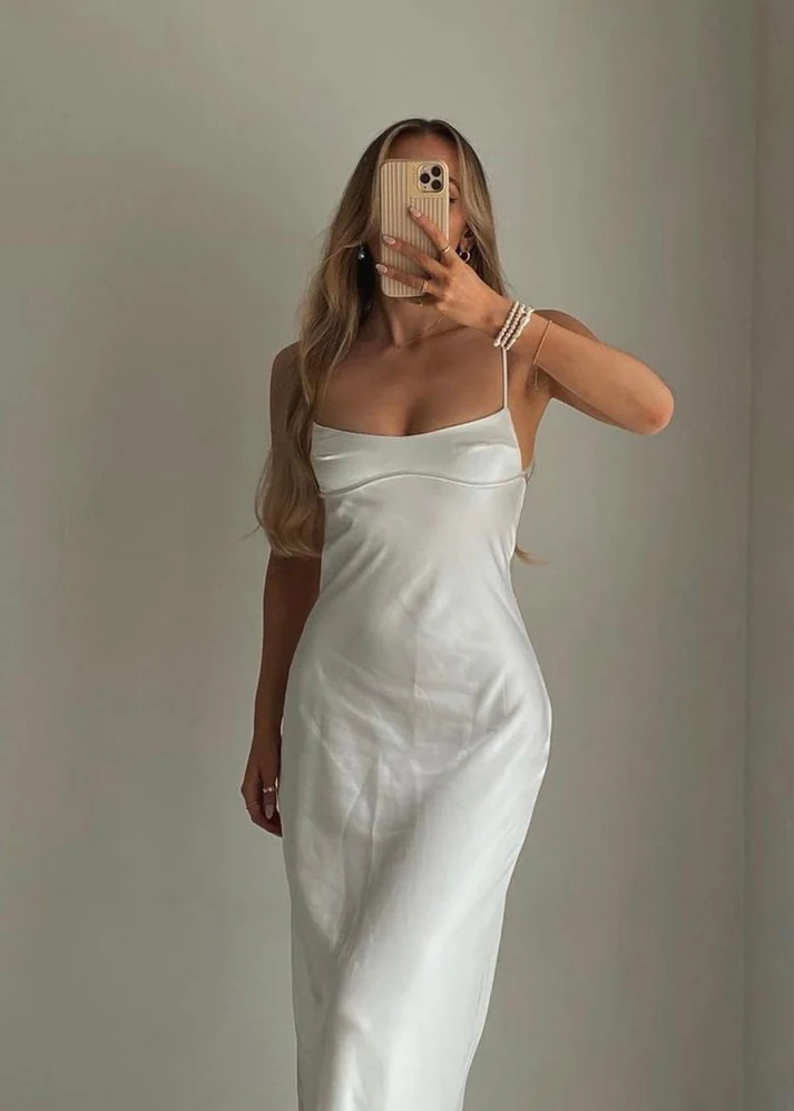 Robe de soirée simple en satin rose à bretelles et dos nu, robe d'invitée de mariage, DP3017