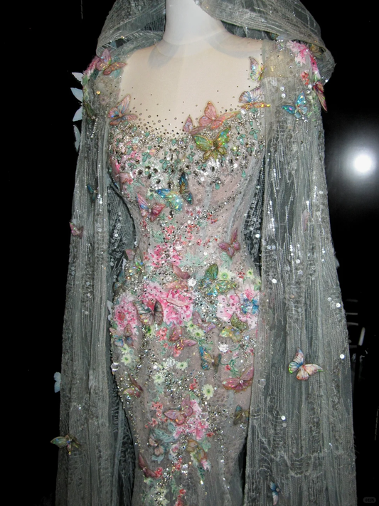 Gorgeous Straps Mermaid Floral Evening Party Dress Sexy Birthday Outfits, DP5237