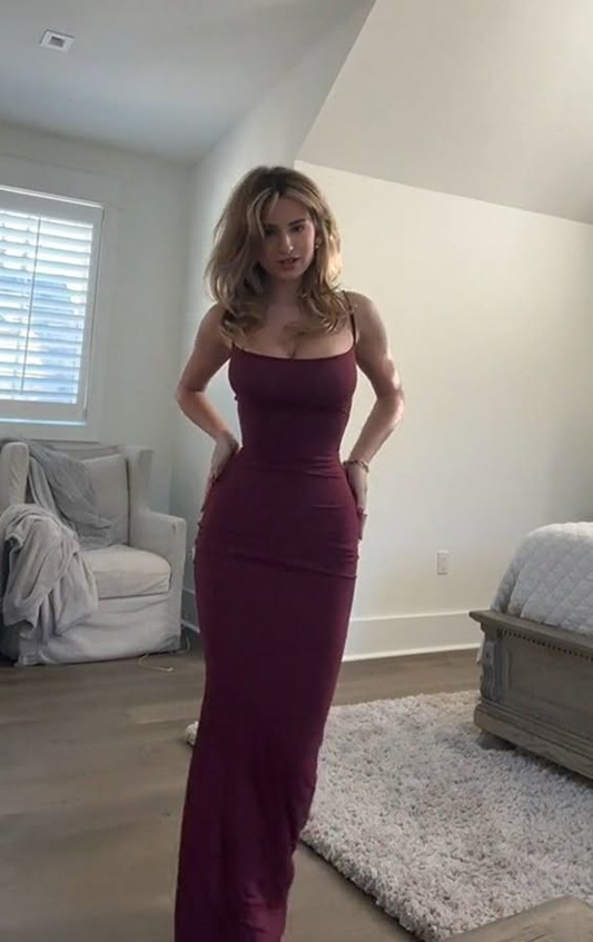 Dunkelburgunderrotes Meerjungfrau-Partykleid mit Trägern, langes, sexy Abendkleid, DP3489