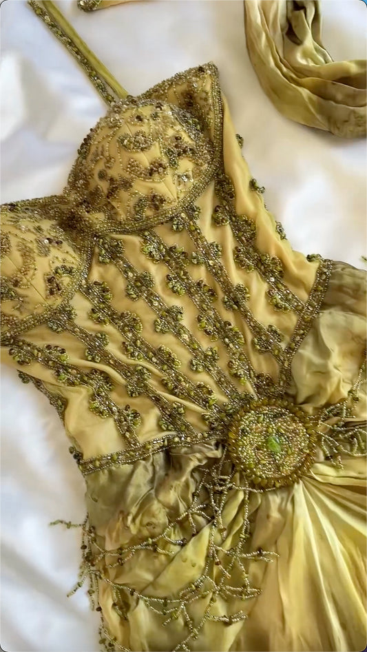 Robe de bal vintage brillante à perles et décolleté en cœur, fourreau à bretelles spaghetti, robe de soirée longue et formelle DP6660