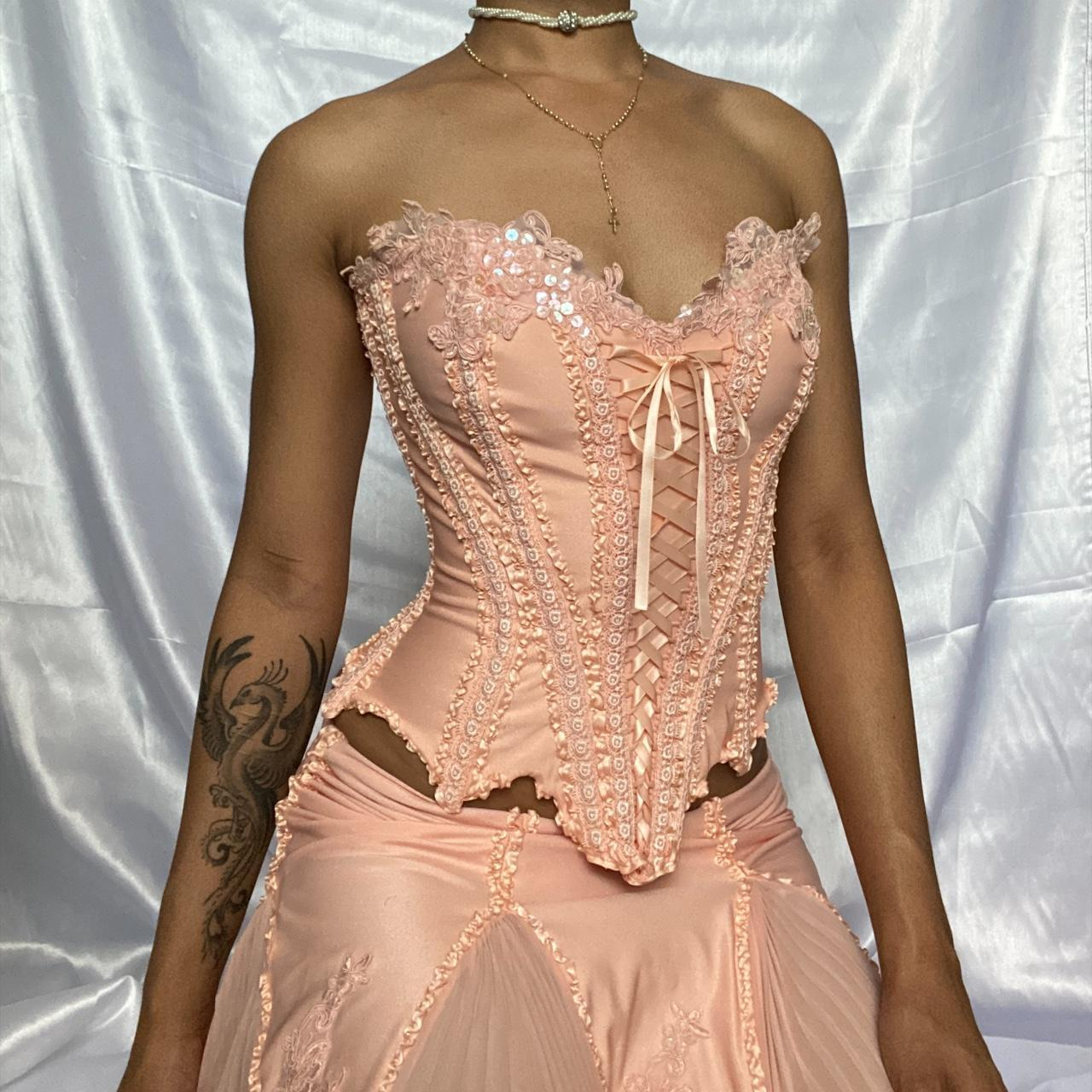 Unique 2 Pieces Appliques Ruffles Long Prom Dress Birthday Outfits, DP3418