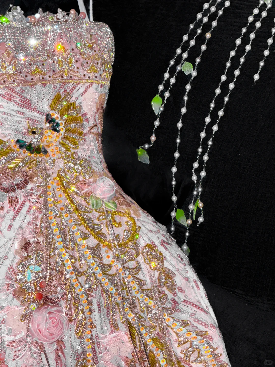 Gorgeous Sparkling Pink Beaded Applique Mermaid Design Exquisite Embroidery Evening Dress Prom Dresses DP6174