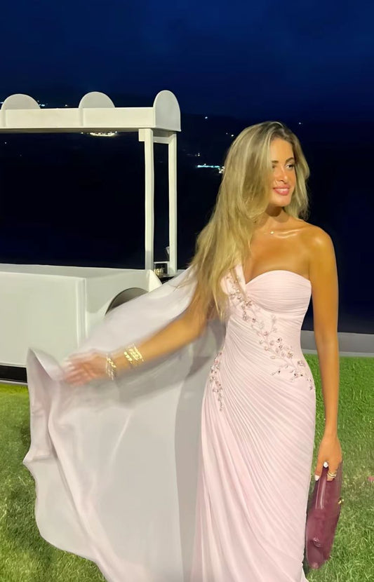 Vintage Pink Sweetheart Prom Dress Sheath Evening Dress Beaded Party Dress Long Formal Dress DP6874