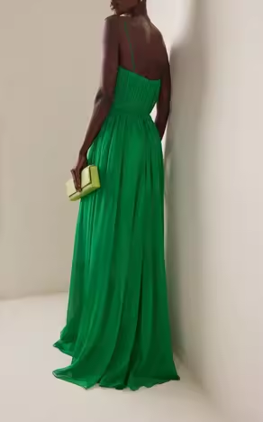 Green A-Line V Neck Straps Chiffon Long Prom Dress Wedding Guest Dress,DP1507