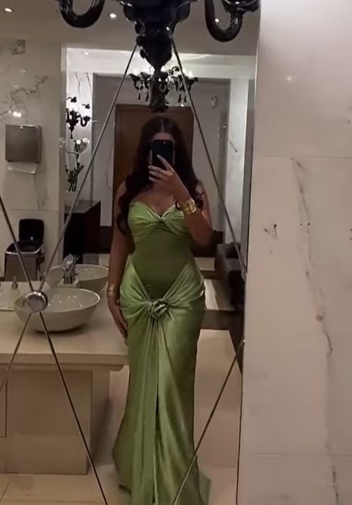 Elegantes grünes Meerjungfrau-Abendkleid aus Satin mit Herzausschnitt, langes Partykleid, DP3837