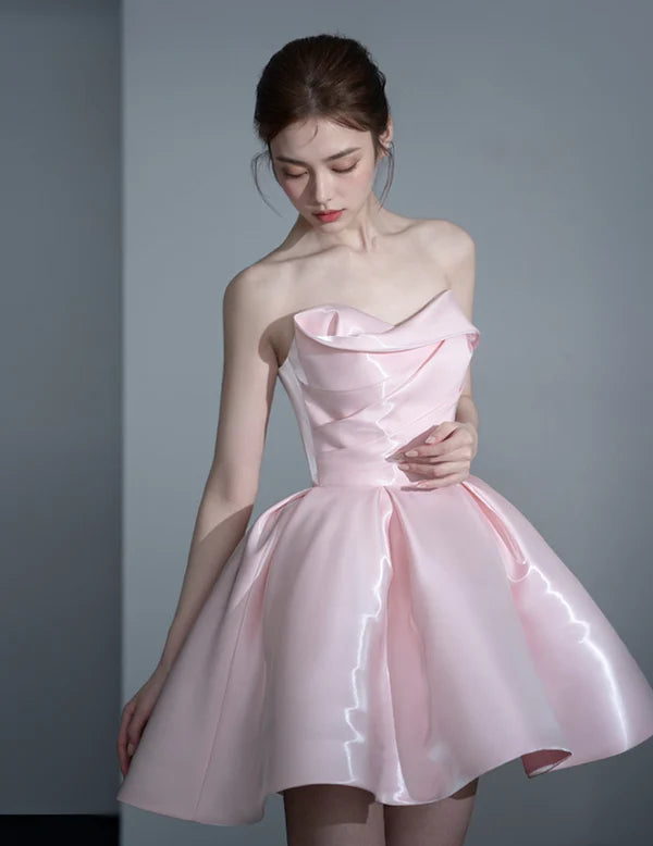 Cute Pink Off-the-shoulder Short A-Line Party Dress Cocktail Dress Homecoming Dress DP6492