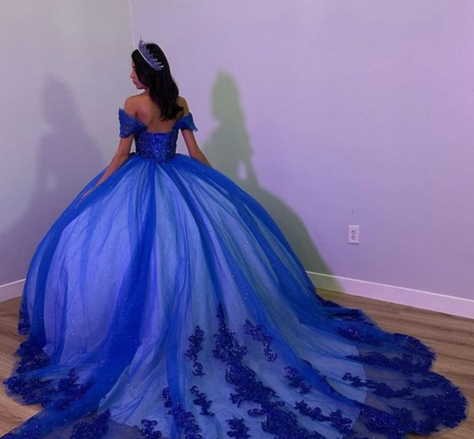 Prinzessin Königsblaues Ballkleid Quinceanera Kleid, Sweet 16 Kleider, DP3305
