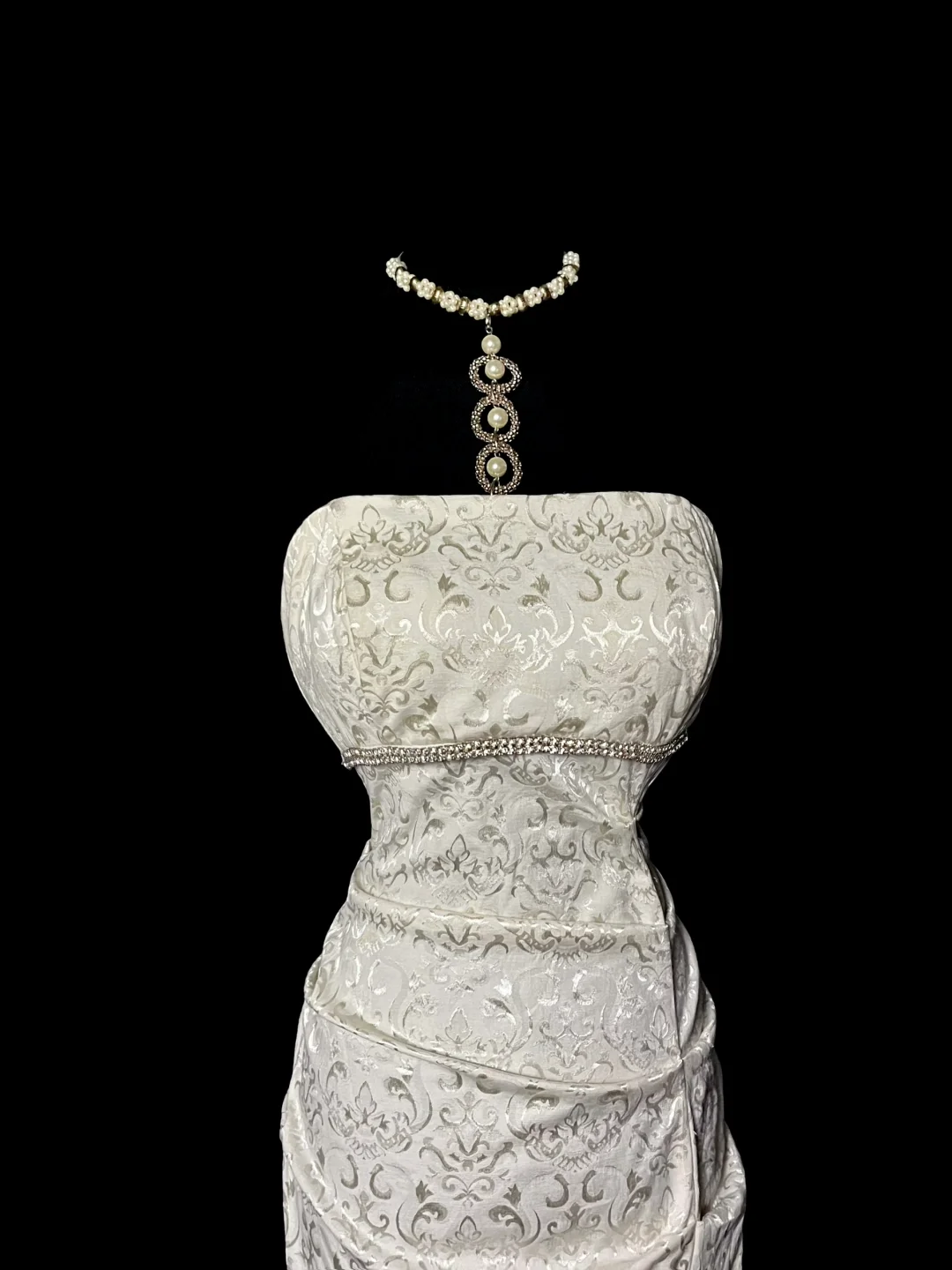 Jolie robe de soirée sirène bustier en satin jacquard vintage, robe de bal formelle, DP5409