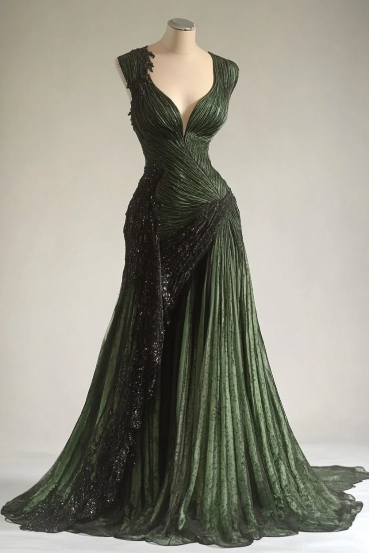 Dark Green Sleeveless A-Line Long Formal Prom Dress Evening Gown, DP5251
