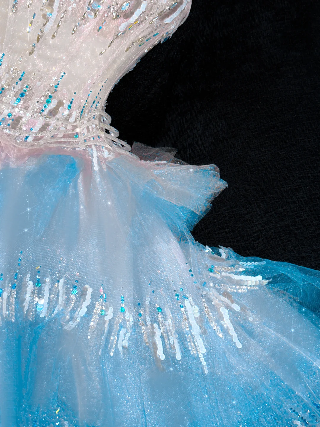 Gorgeous Sparkling Blue Sequin A-Line Elegant Chiffon Evening Dress Prom Dresses Ball Gown DP6167