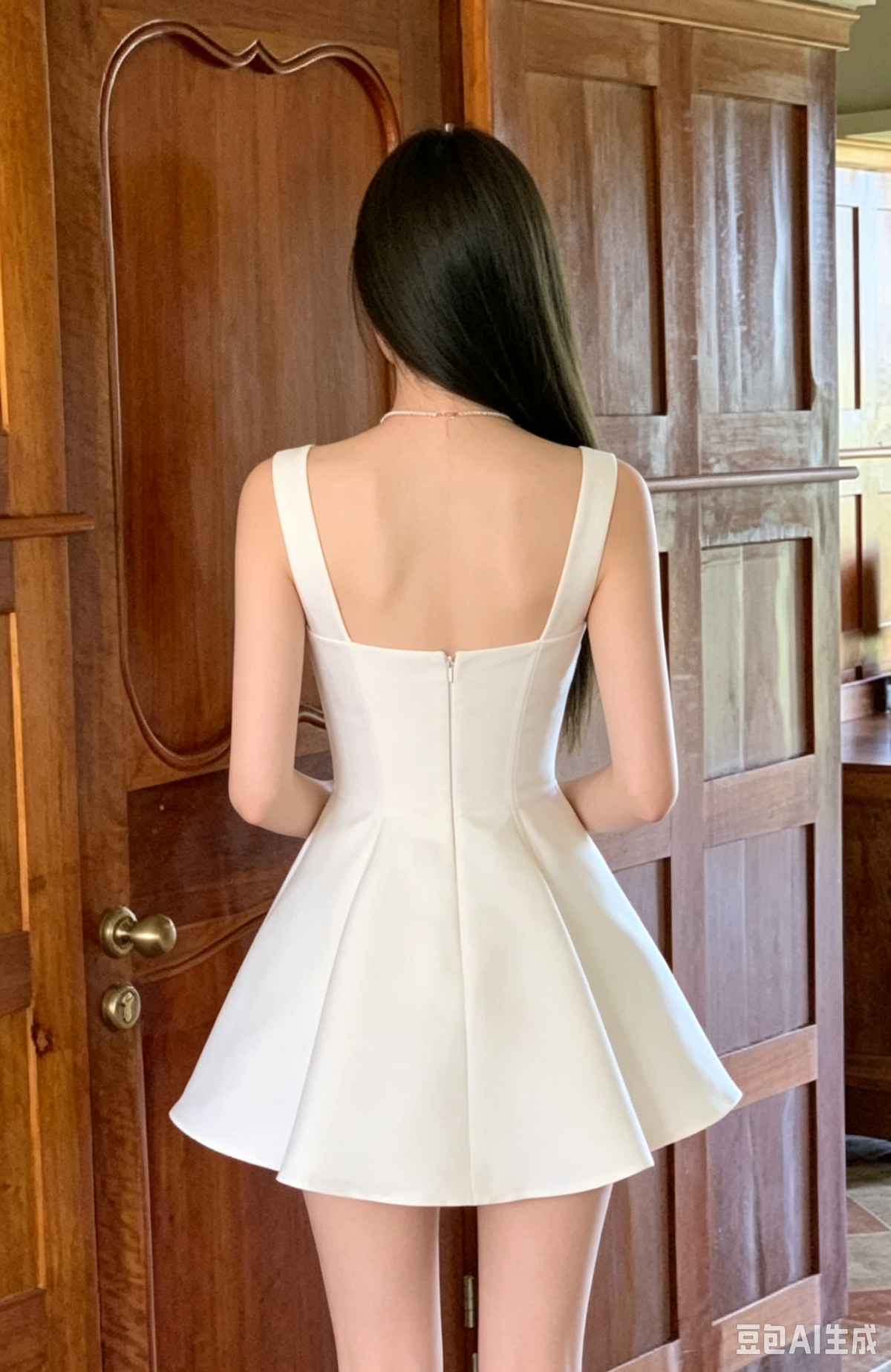 Elegant White Satin Square Neck Sleeveless A‑Line Homecoming Dress DP8844
