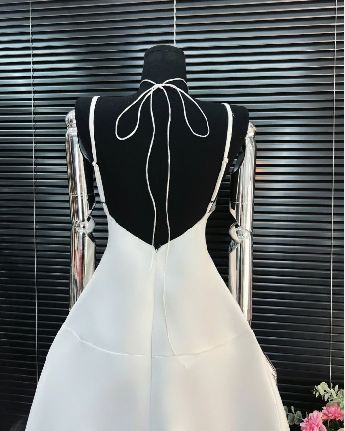White V Neck Straps Appliques Mini Homecoming Dress Birthday Outfits, DP3126