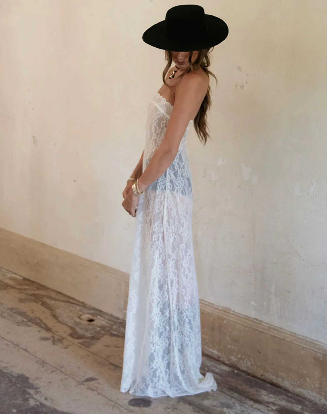 Sexy Strapless Unique Lace Long Party Dress, DP2616