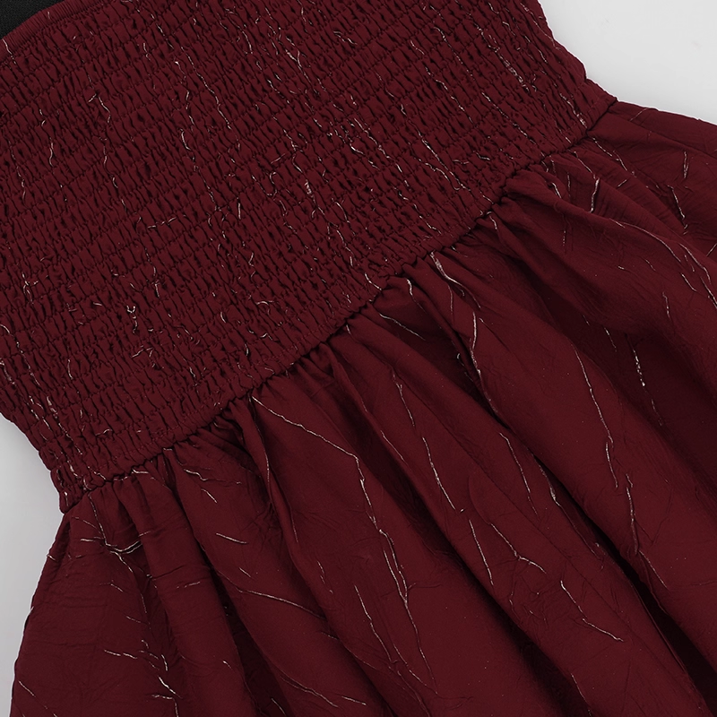 Vintage Burgundy Sweetheart Strapless A-Line Sleeveless Short Summer Dresses Party Dress Homecoming Dress DP6395