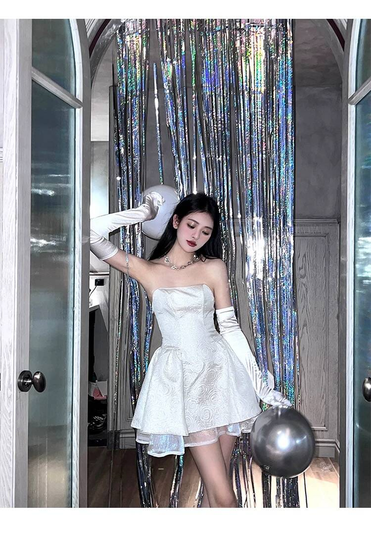 Light Blue Strapless A-Line Homecoming Dress Birthday Outfits, DP3220