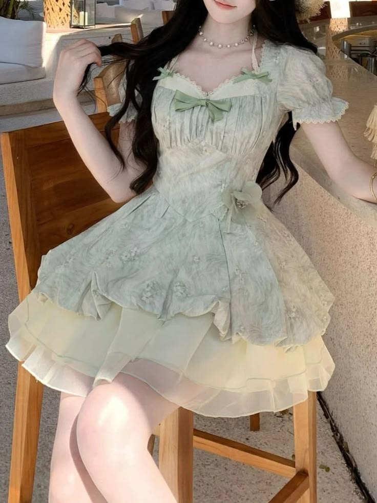 Lovely Sage Green Floral Print Corset Homecoming Dress Layered Tulle Mini Party Gown DP8259
