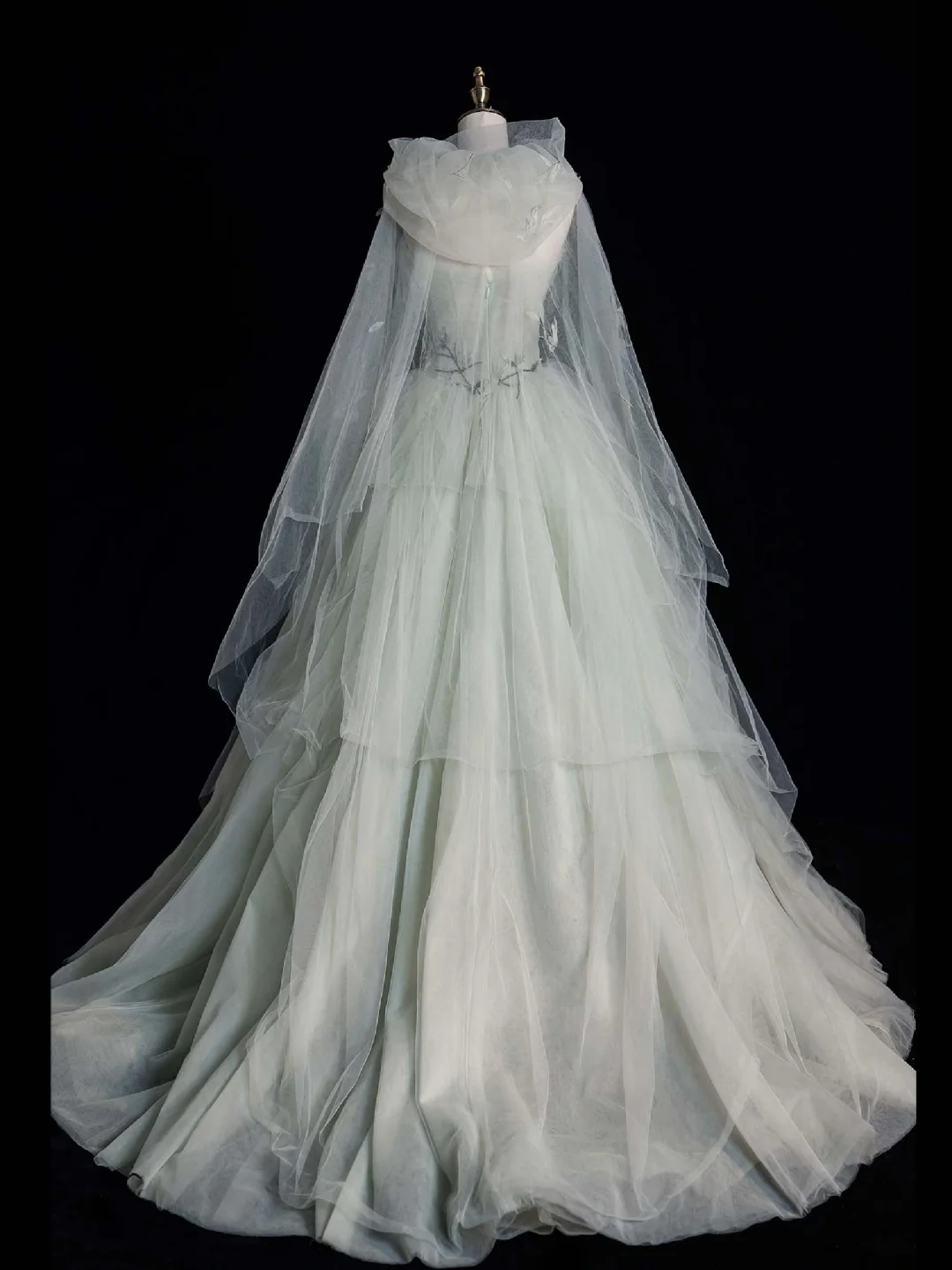 Light Green Strapless A-Line Tulle Long Prom Dresses Evening Ball Gowns, DP5117