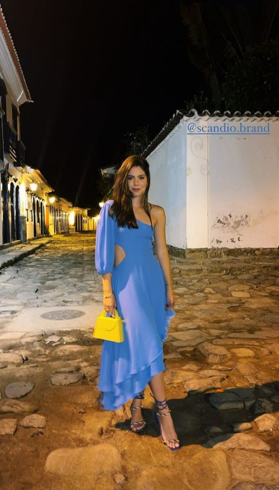 Robe de soirée longue asymétrique bleue asymétrique à une épaule, robe d'invitée de mariage, DP3341