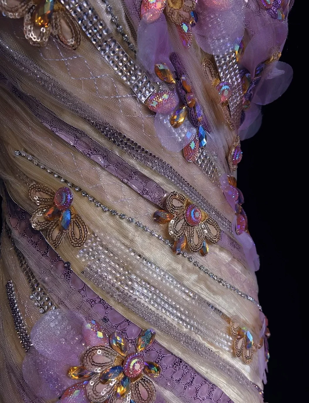 Lilac One Shoulder Floral Mermaid Tulle Long Prom Dress Birthday Gown, DP4885