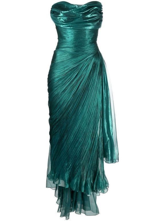 Elegant Strapless Sheath Chiffon Long Party Dress Wedding Guest Dress, DP4642