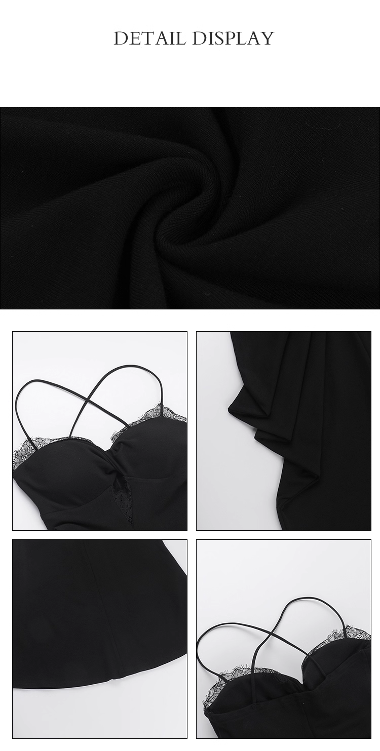 Bezauberndes schwarzes Sweetheart Spaghettiträger Plissee Meerjungfrau Ballkleid Abendkleid DP6408