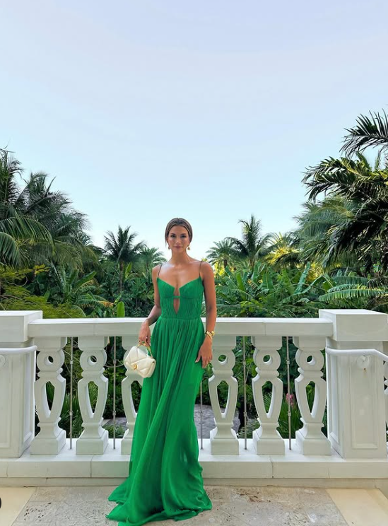 Green A-Line V Neck Straps Chiffon Long Prom Dress Wedding Guest Dress,DP1507