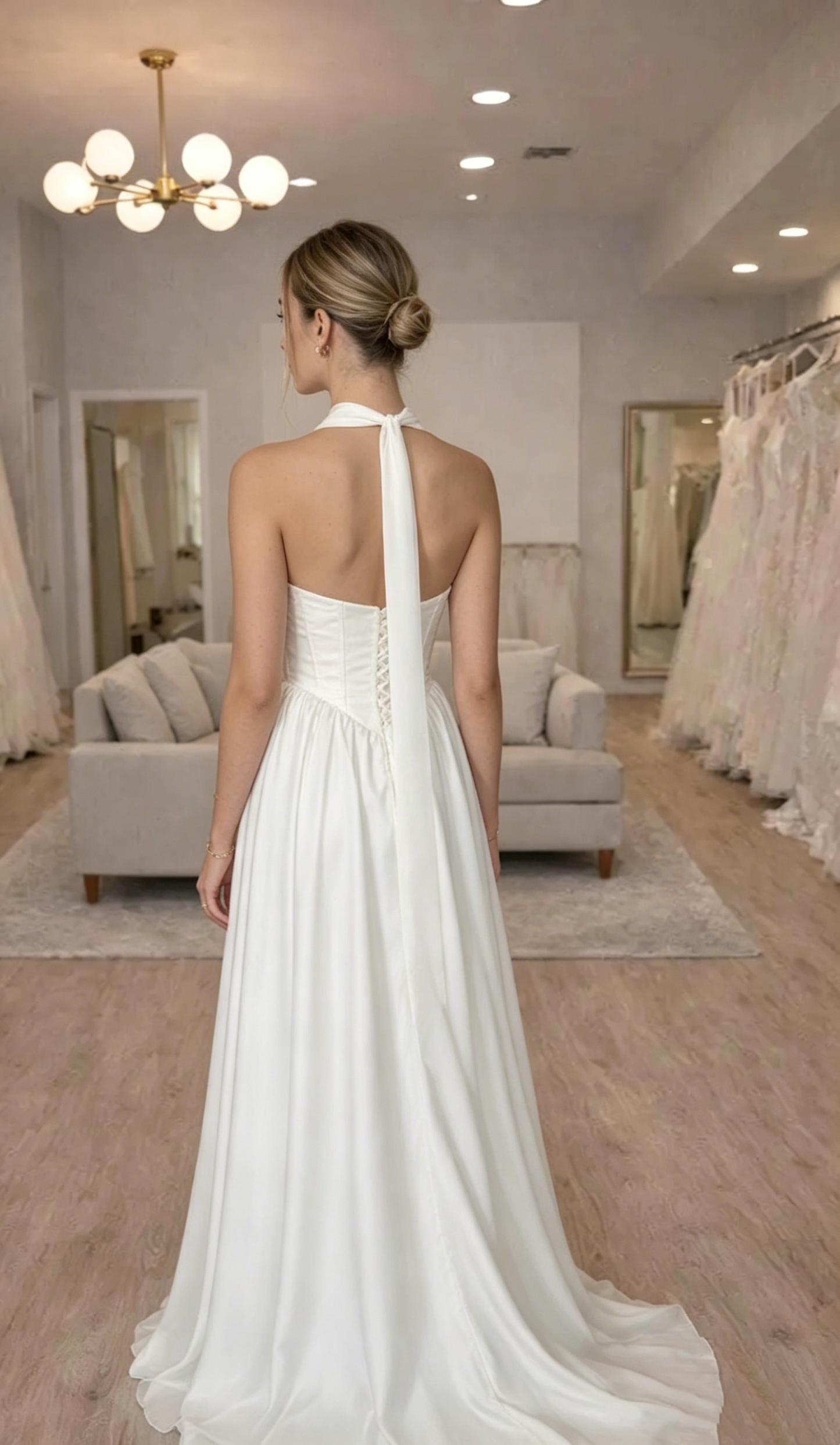 Elegant Embroidered Satin A-Line Strapless Wedding Dress DP8394
