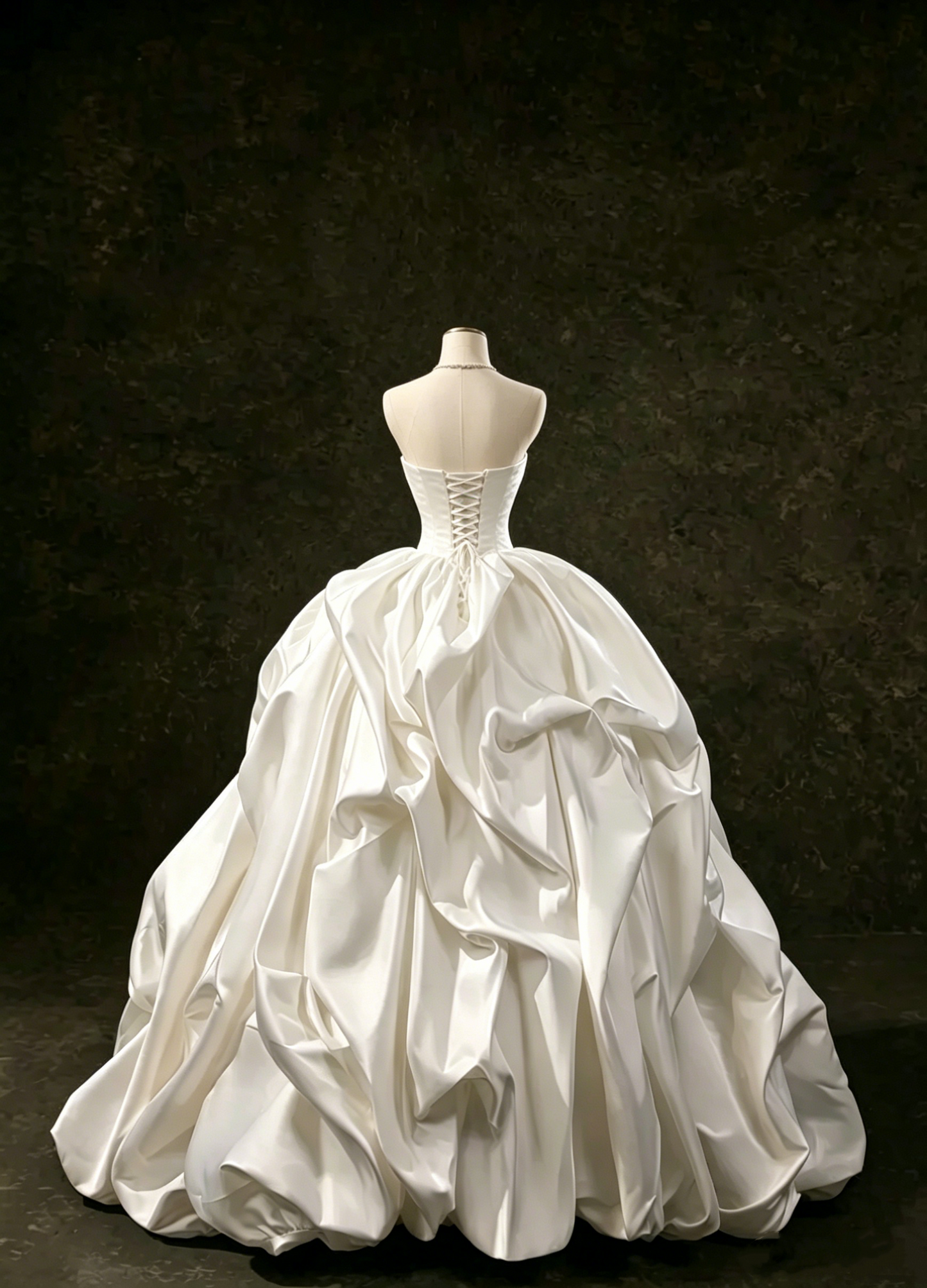Vintage Strapless Ruched Satin 3D Floral Ruffled A-Line Wedding Dress DP8607