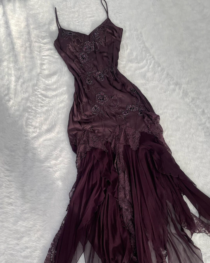 Robe de bal longue vintage à bretelles spaghetti, dentelle perlée et tulle, DP2564