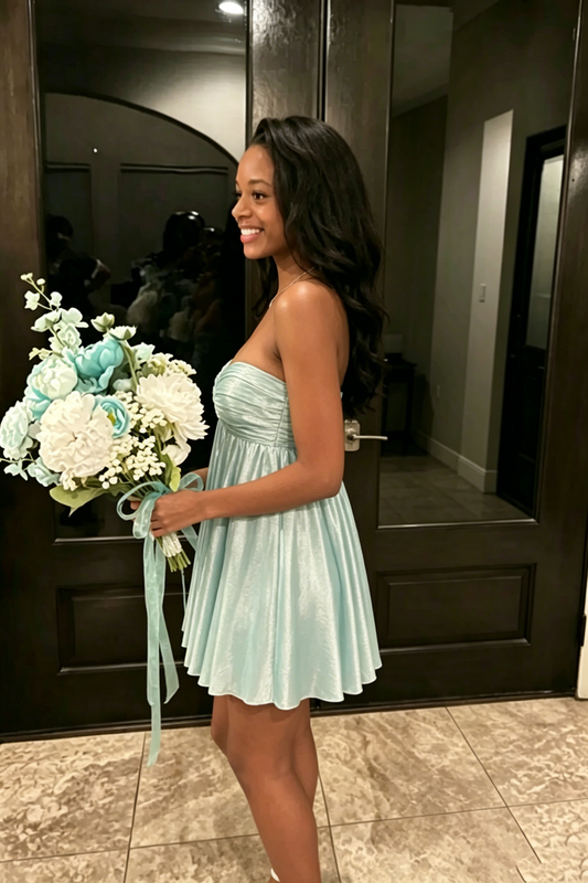 Vintage Mint Green Strapless Sweetheart A-Line Homecoming Dress DP8521