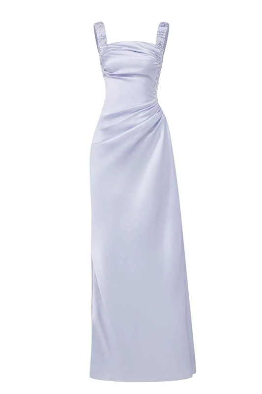 Simple Spaghetti Straps Sheath Satin Party Dress Wedding Guest Dress, DP3664