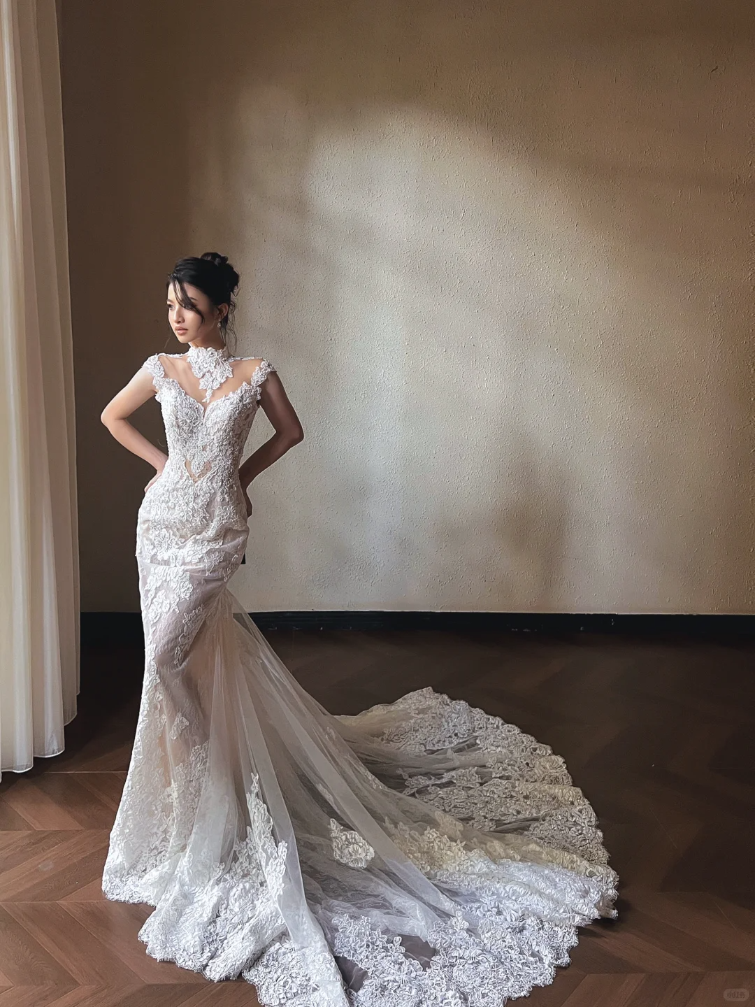 wedding dress with high lace neckline High neckline lace wedding dress | Modest wedding dress main image 1