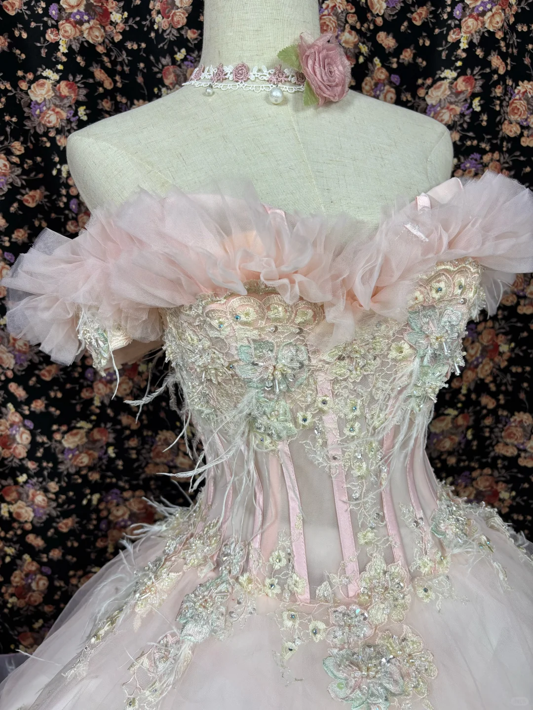 Vintage Pink Sweetheart Off-the-shoulder Tulle Beaded Quinceanera Evening Dress Ball Gown,DP6269