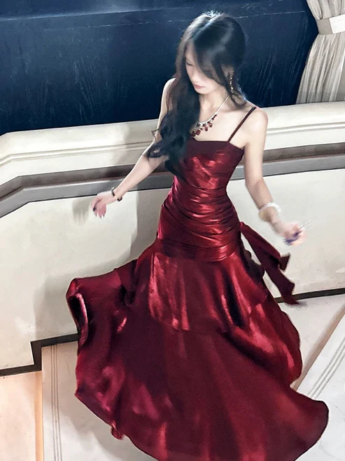 Green Spaghetti Straps A-Line Elegant Long Party Gown Birthday Dress, DP3488
