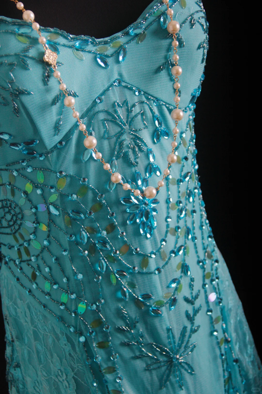 Vintage Turquoise Sequin Cocktail Dress Spaghetti Straps Sparkly Formal Evening Gown DP7373