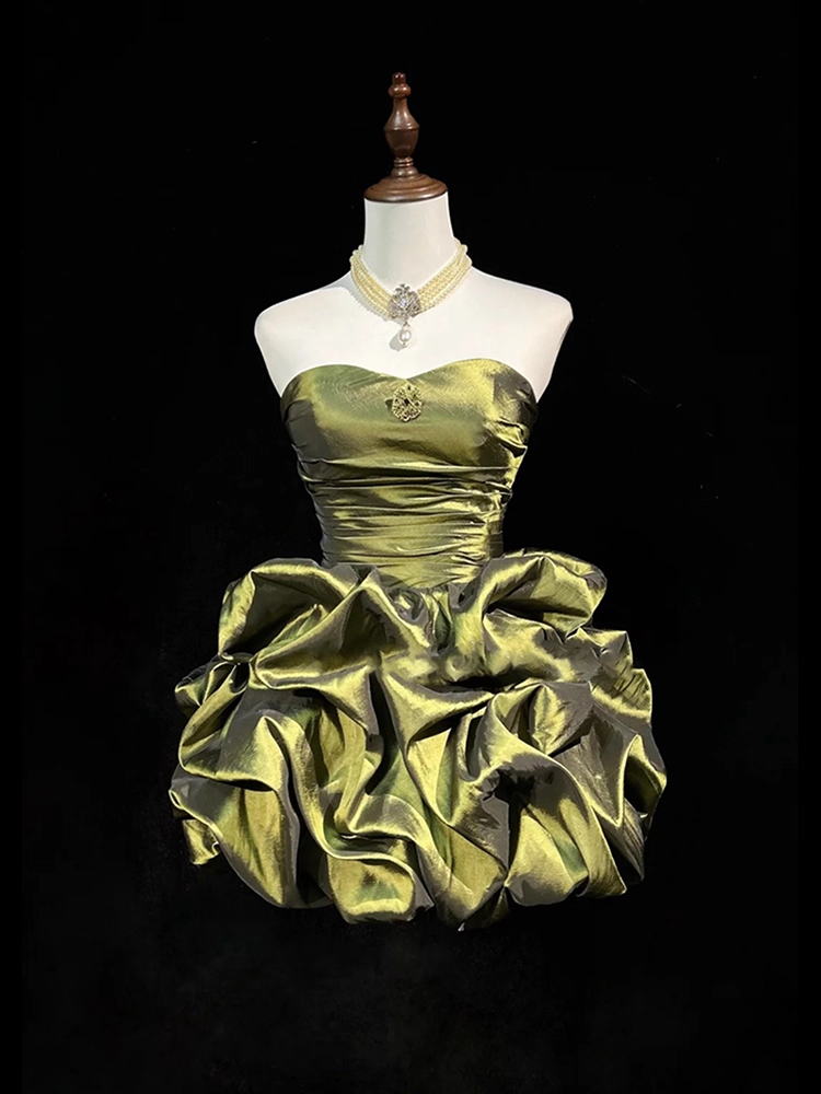 Vintage Sweetheart A-Line Homecoming Dress Ruffle Strapless Party Dress Short Cocktail Dress, DP6557